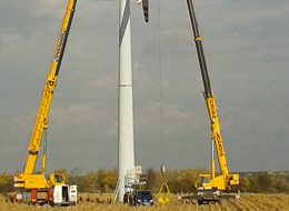 demontaż elektrowni wiatrowej - Demag ac 100 + Liebherr 70 T
